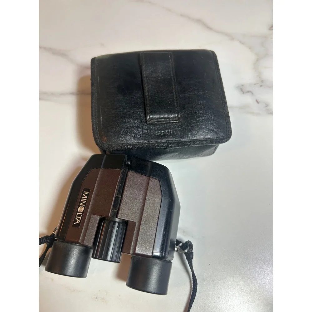 Minolta Compact 7x21 7.5 Multi Coated Binoculars with Case Made in Japan Black
